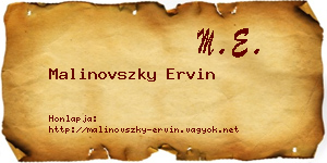 Malinovszky Ervin névjegykártya