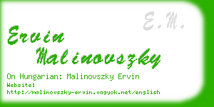 ervin malinovszky business card